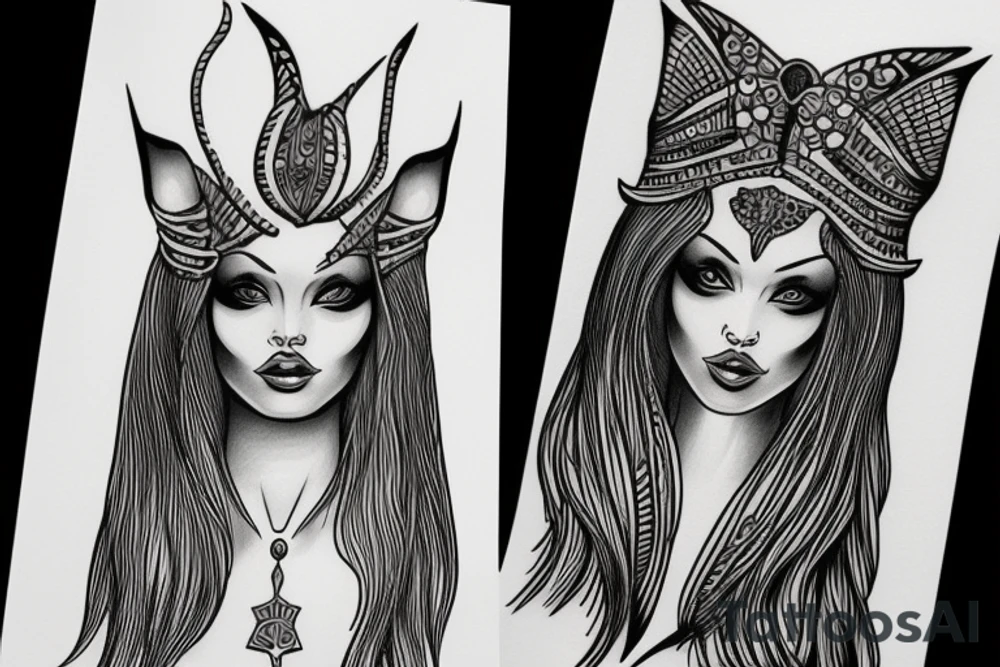 sphynx girl complete black tattoo idea