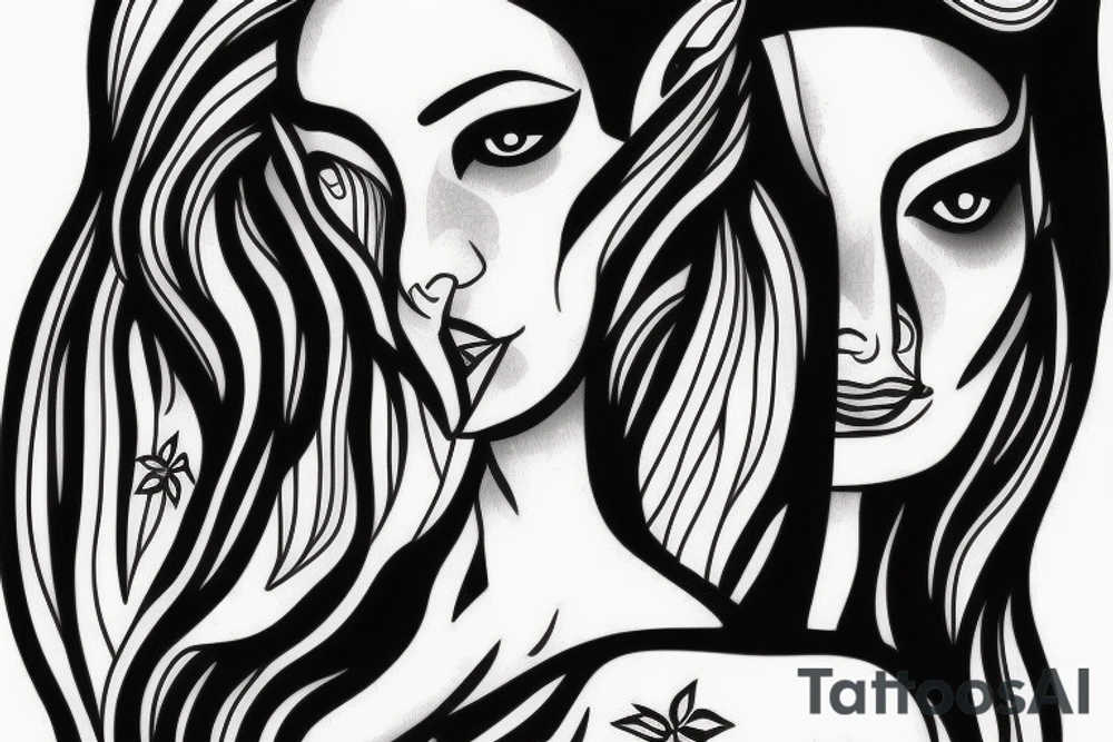 sphynx girl complete black tattoo idea