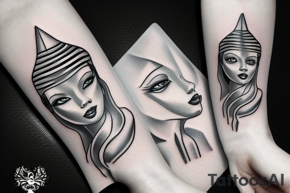 sphynx girl complete black tattoo idea