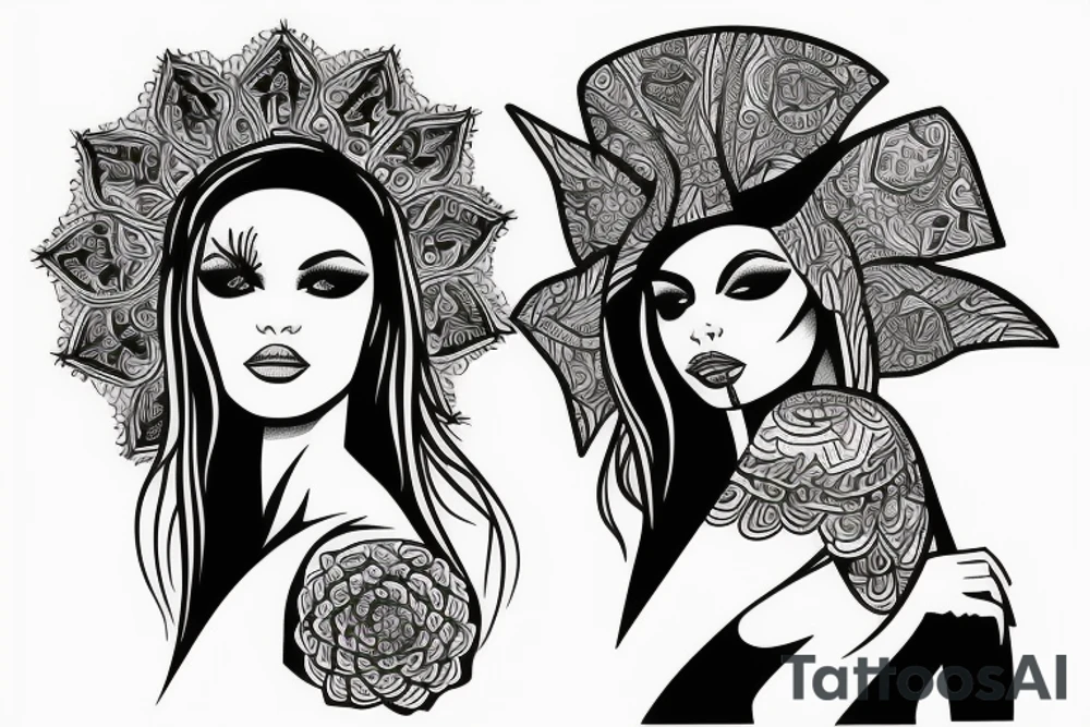 sphynx girl complete black tattoo idea