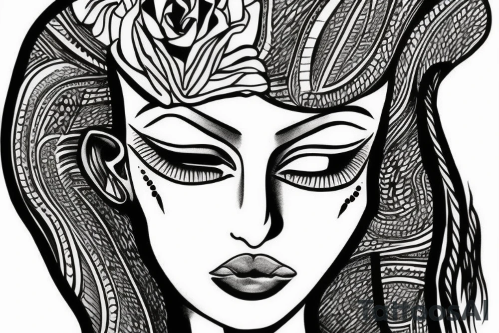 sphynx girl complete black tattoo idea