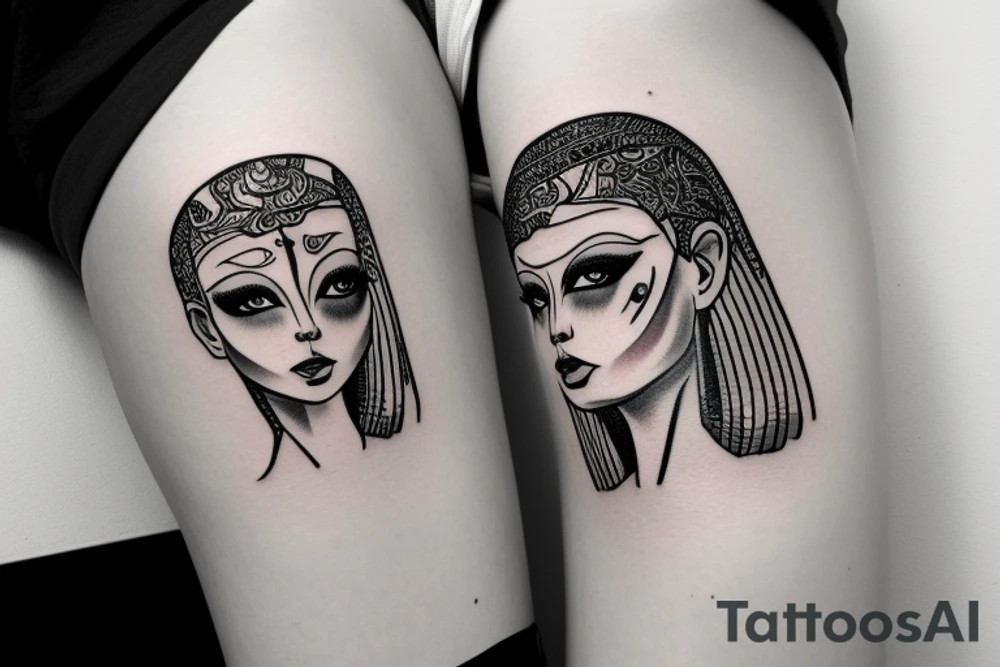 sphynx girl complete black tattoo idea