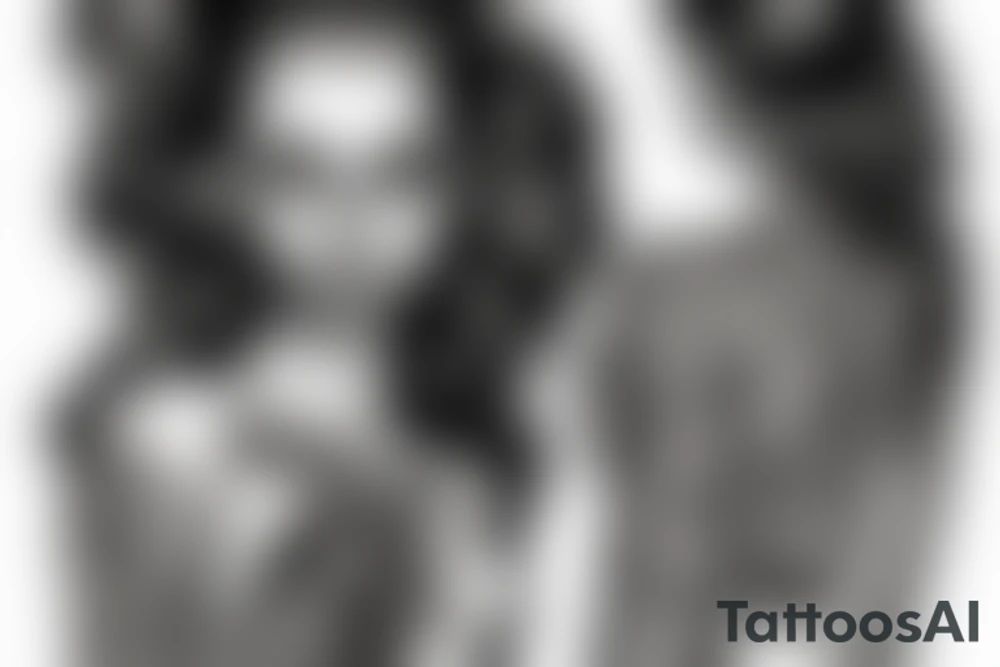 sphynx girl complete black tattoo idea
