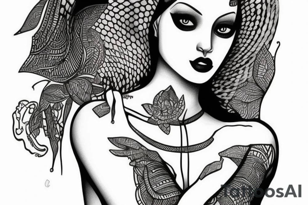 sphynx girl complete black tattoo idea