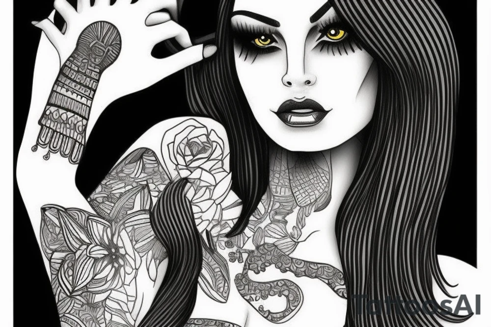 sphynx girl complete black tattoo idea