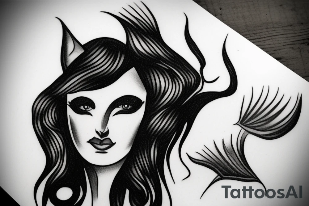sphynx girl complete black tattoo idea