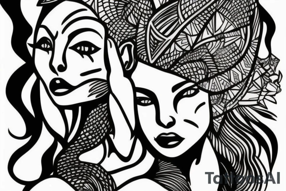 sphynx girl complete black tattoo idea