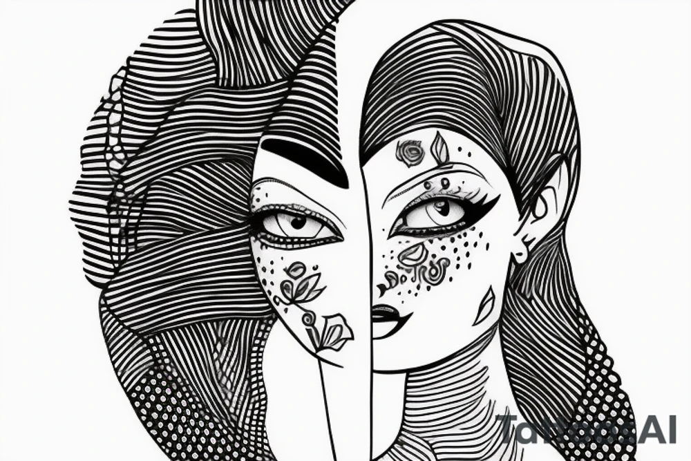 sphynx girl complete black tattoo idea