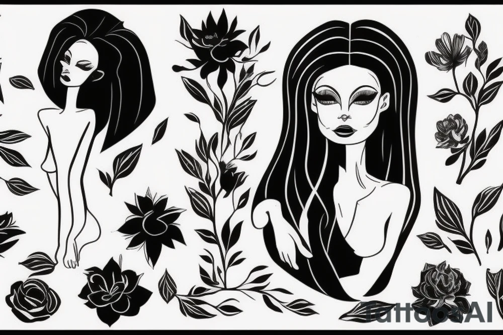 sphynx girl complete black tattoo idea