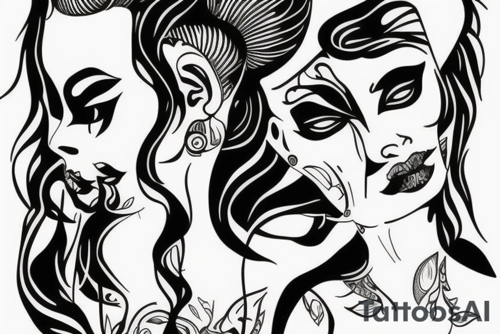 sphynx girl complete black tattoo idea