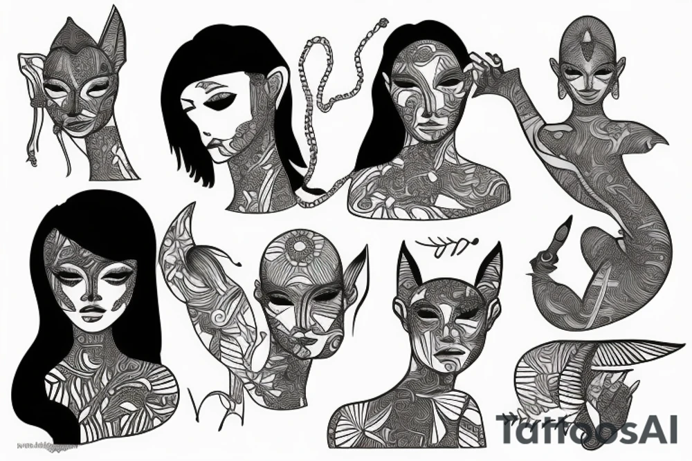 sphynx girl tattoo idea