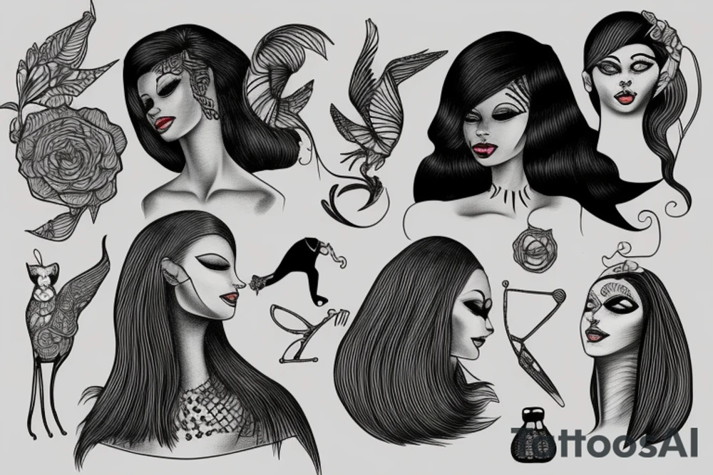 sphynx girl tattoo idea