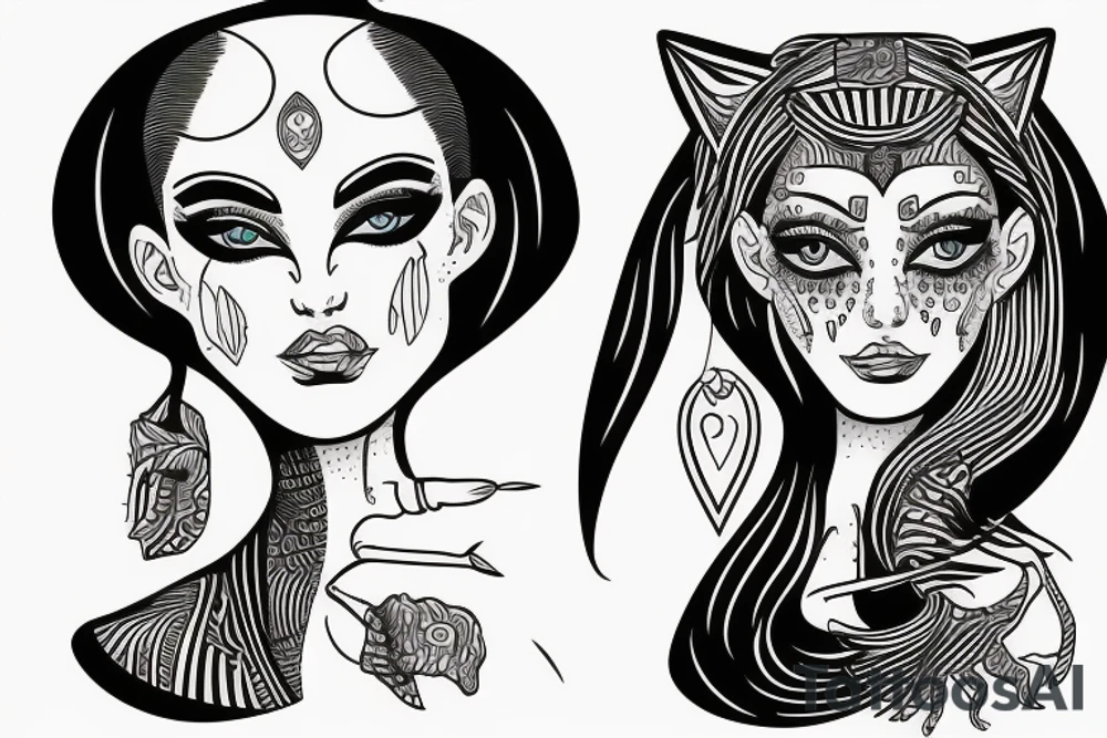 sphynx girl tattoo idea