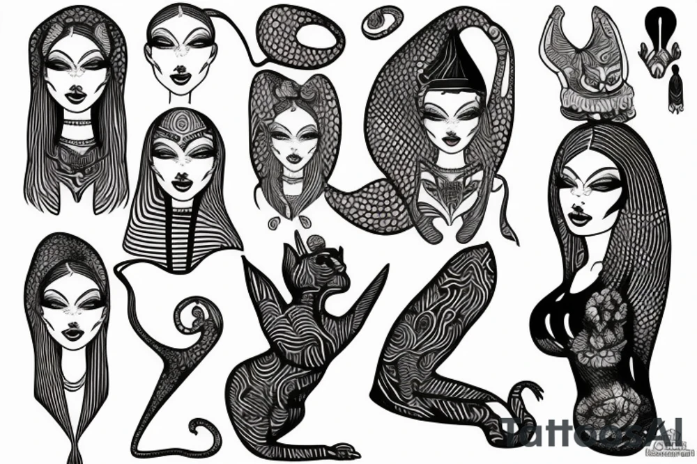 sphynx girl tattoo idea