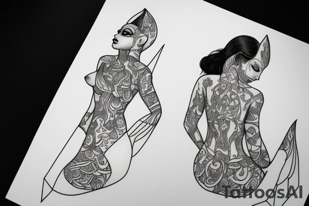 sphynx girl tattoo idea
