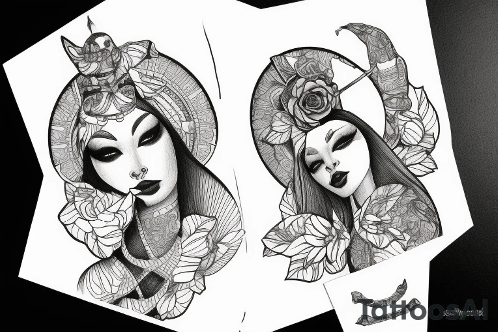 sphynx girl tattoo idea