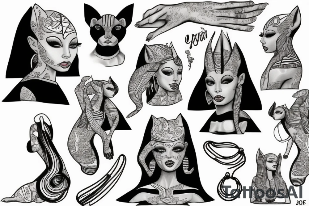 sphynx girl tattoo idea