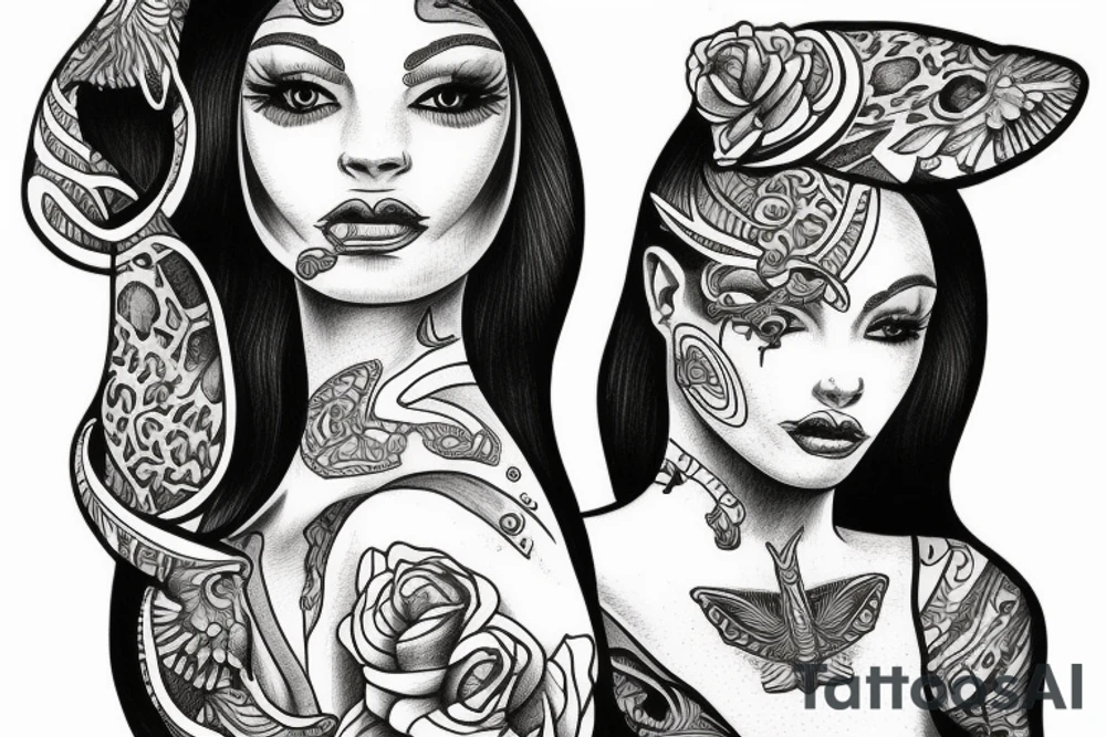 sphynx girl tattoo idea