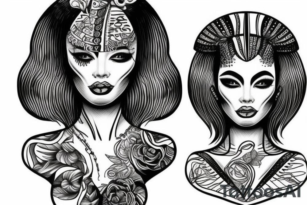 sphynx girl tattoo idea
