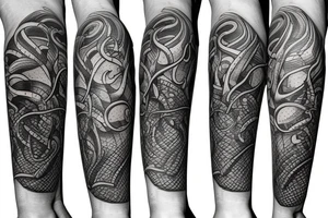 Trident with sea serpent wrapping around tattoo idea