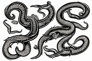 Trident with sea serpent wrapping around tattoo idea