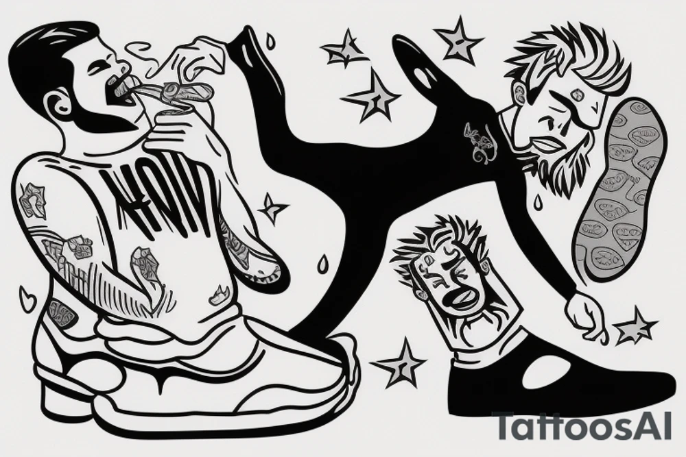 guy forcing a young guy to lick his feet tattoo idea