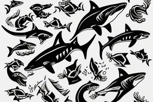 Lighting bolt shark money tattoo idea