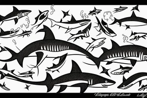 Lighting bolt shark money tattoo idea