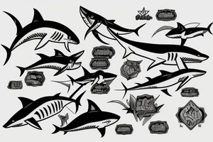 Lighting bolt shark money tattoo idea