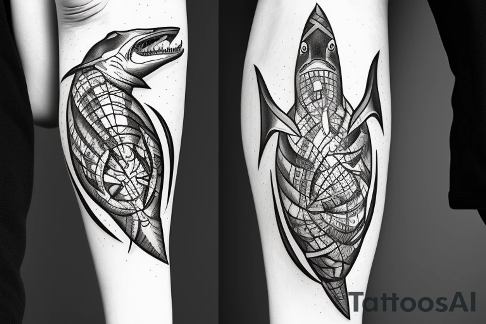 Lighting bolt shark money tattoo idea