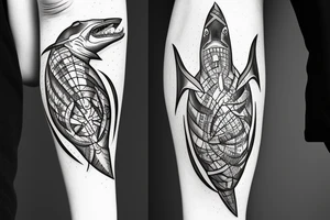 Lighting bolt shark money tattoo idea