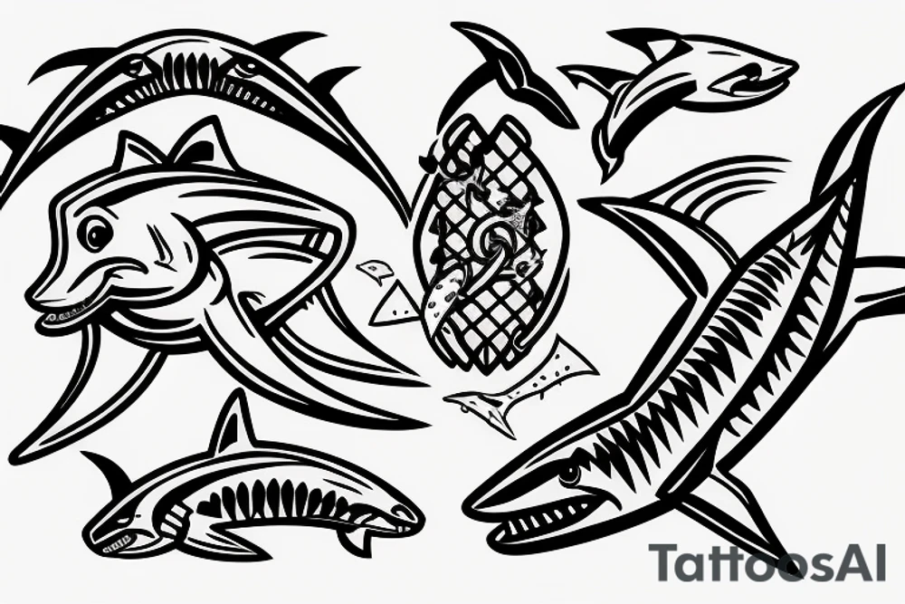 Lighting bolt with shark and money tattoo idea