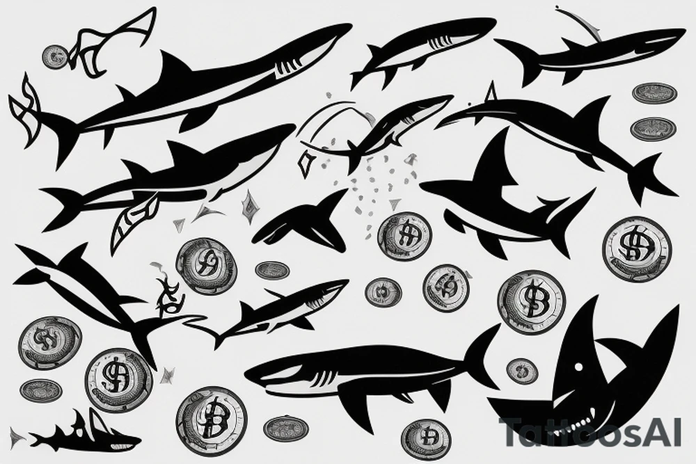 Lighting bolt with shark and money tattoo idea