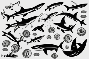 Lighting bolt with shark and money tattoo idea