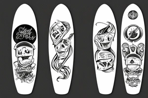 Longboard with Rest in Peace tattoo idea
