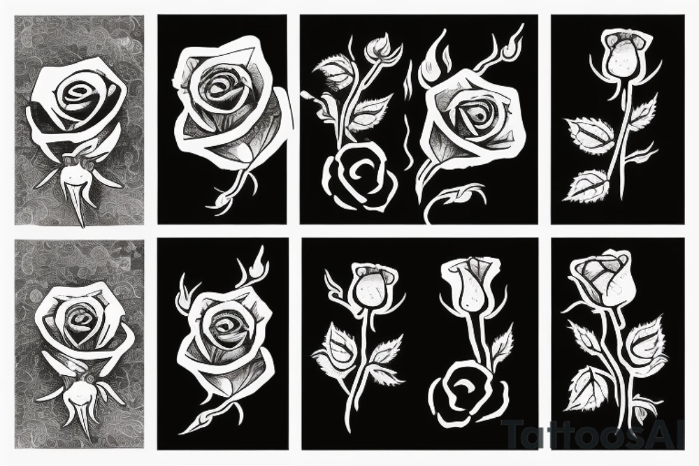 burning rose tattoo idea