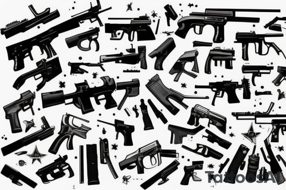 Guns and hundreds tattoo idea