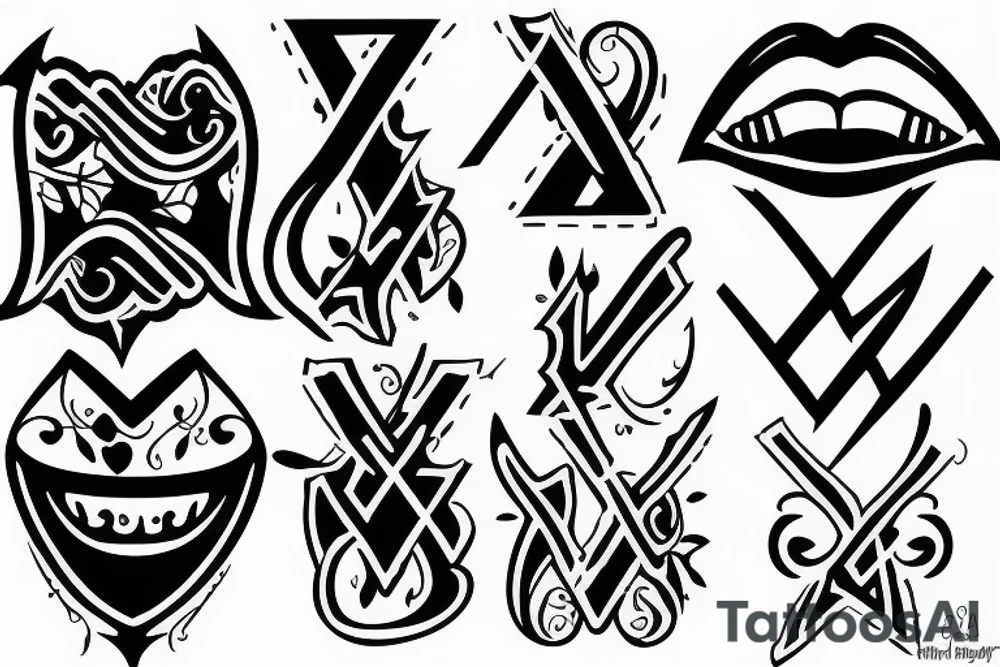 kiss sign tattoo idea