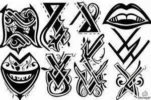 kiss sign tattoo idea