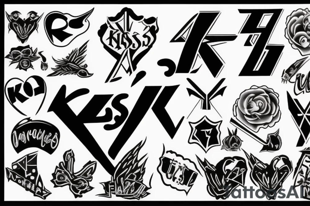 kiss sign tattoo idea