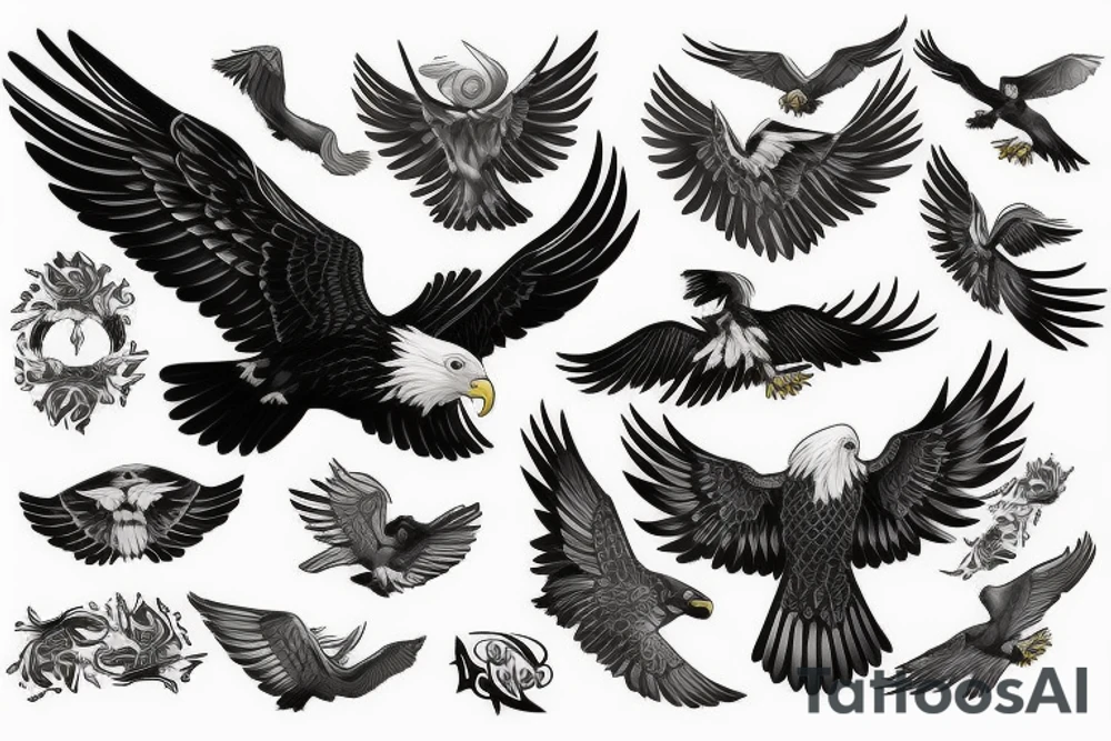 flying eagle tattoo idea