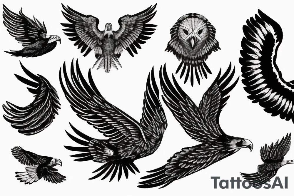 flying eagle symmetrical tattoo idea