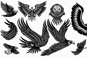 flying eagle symmetrical tattoo idea