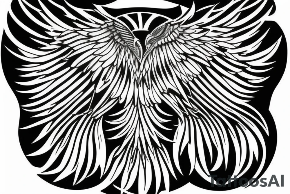 flying eagle symmetrical tattoo idea