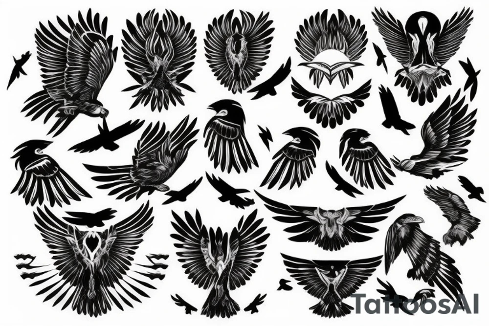 flying eagle symmetrical tattoo idea