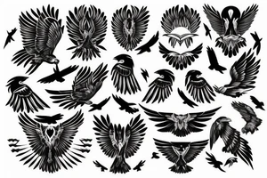 flying eagle symmetrical tattoo idea
