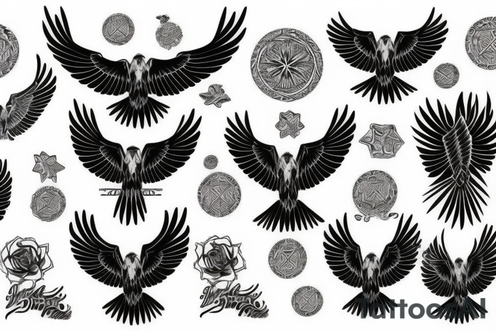 flying eagle symmetrical tattoo idea