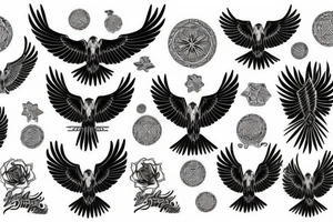 flying eagle symmetrical tattoo idea