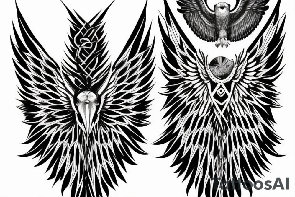 flying eagle symmetrical tattoo idea