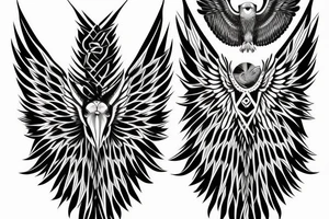 flying eagle symmetrical tattoo idea